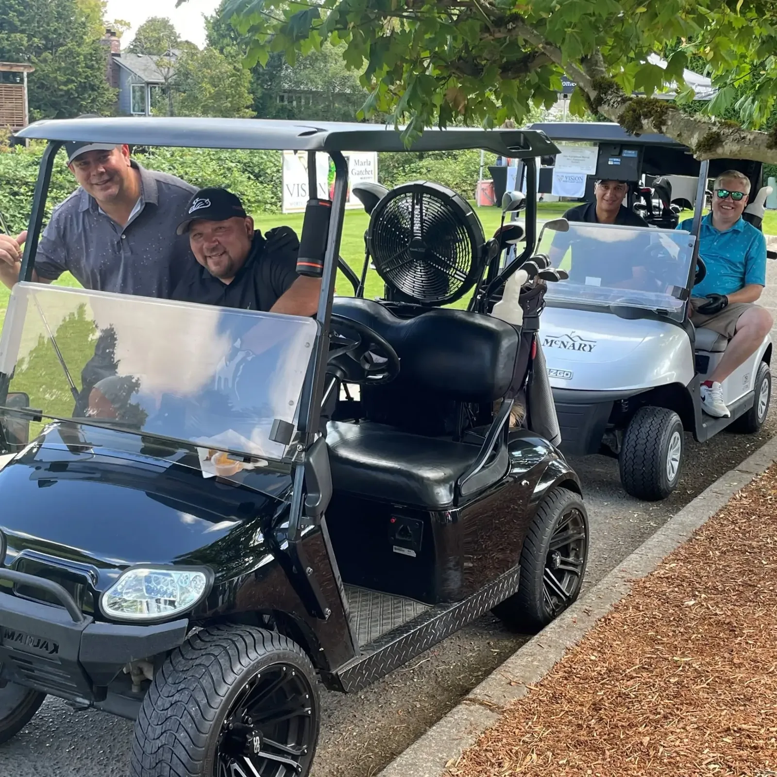 Golfers in carts at McNary Golf Club during the KeizerFEST Golf Tournament