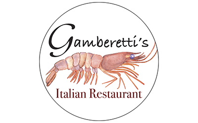 Gamberetti's Italian Restaurant logo with watercolor lobster