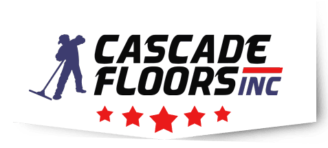 Icon of man working on flooring Cascade Floors Inc with five red stars