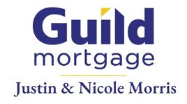 Guild Morgage Logo - Dark Blue text with yellow triangle to dot the "i"