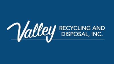 Valley recycling and disposal, Inc. logo white letters on blue background