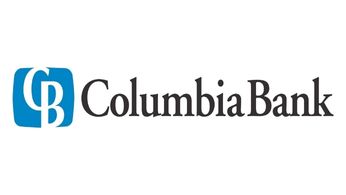 Columbia Bank Logo - white CB on ocean blue rounded corner square with black lettering to the right that reads Columbia Bank