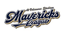 Maverick's League at Volcanoes Stadium Logo - Dark Blue and Bronze Shadow