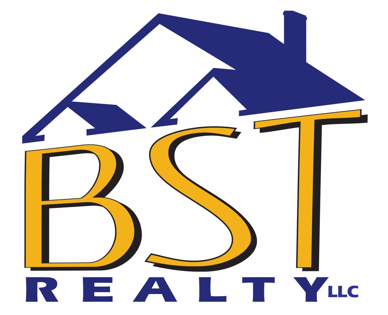 BST Realty LLC logo - in navy blue and gold