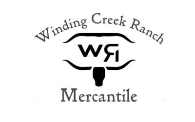 Winding Creek Ranch Logo - Black, White, Grey - W + Backwards R + longhorn cattle horns with skull