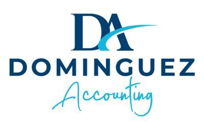 DA - Dominguez Accounting logo in teal and dark blue