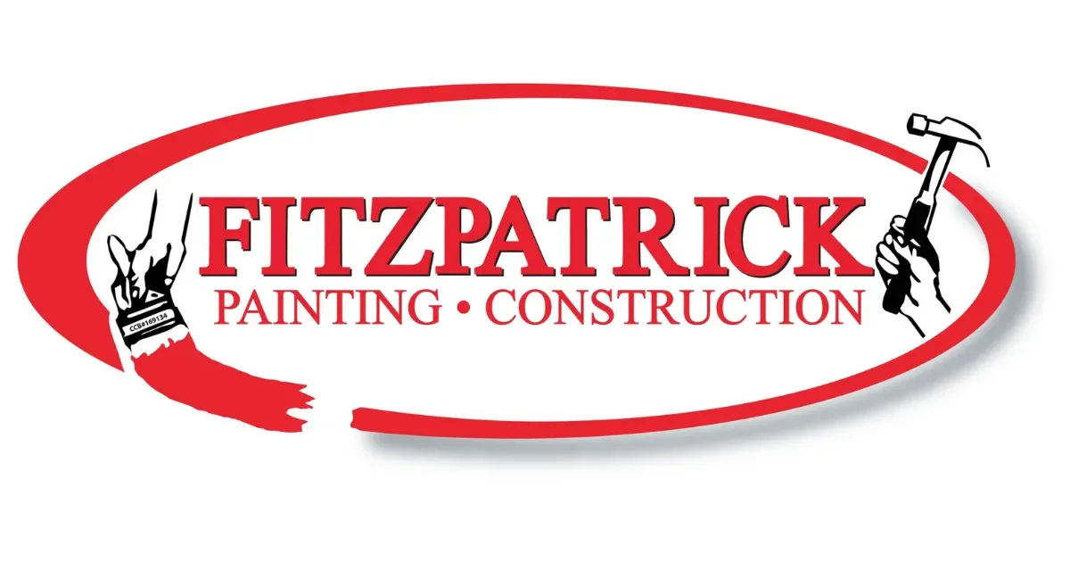 Fitzpatrick Painting + Construction - red oval with black and white paint can and hammer