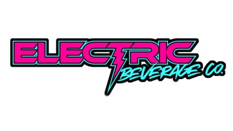 Electric Beverage Co. Logo - Electric bright pink and Beverage Co. turquoise - with Lightning bolt for the T