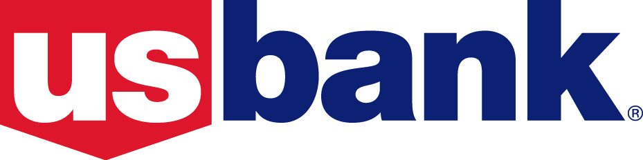 US Bank logo  - US White text on Red and bank is dark blue on white