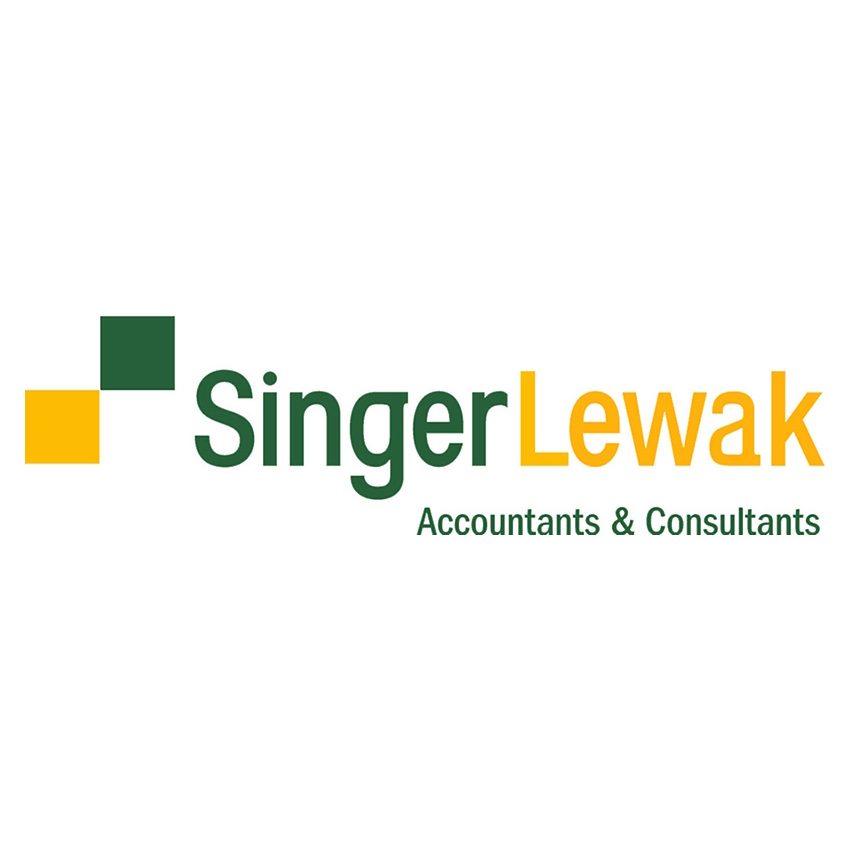 SingerLewiak Accounts & Consultants logo - green and yellow on white