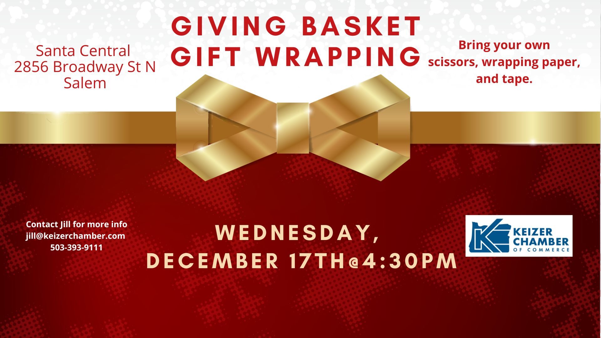 KNOW Giving Baskets 2024 - Christmas Green background with ornaments hanging from top lef tand right. Holiday Gift Tags - While you're out Shopping! Pick up a Tag at Any location! Santa holding up gift, stack of presents in muted Christmas colors - Sponsors: Salem Health, United Way and Keizer Chamber. Locations: Leupitz Pest Control, Keizer Elks, Leupitz Contractors, Carhart, Willamette Valley Bank, AJ's HIdeaway Bar and Grill, Phong Shui Nails, Highway Fuel, US Bank, Courthouse Athletic Club - Keizer, Chrystal Clear Aesthetics Physiq Keizer Liquor Store Mommy & Maddi's Mesa Del Rincon Mirage Optics & Eyewear St Edwards Catholic Church Lakepoint Community Church Cherriots Celtic Storage Liberty House, All Stars Bar & Grill, The View Restaurant & Lounge